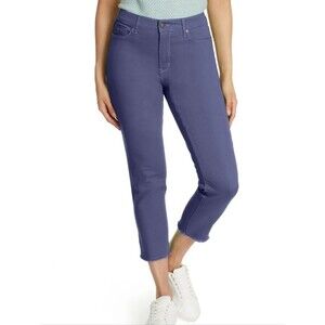Nine West Gramercy Crop Jeans Womens 6 Blue Frayed Hem Stretch NEW